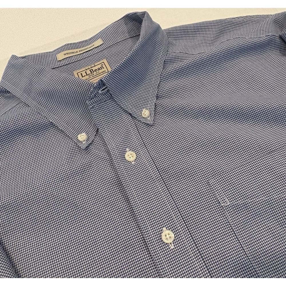 L.L BEAN Men's Shirt‎ WRINKLE RESISTANT Size XXL Plaid Blue Button Down